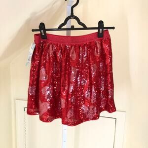 Cat & Jack NWT Girls' Red Heart Sequined Skirt Size XL (14)